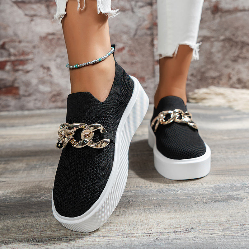 Chaussures plates femme maille respirante