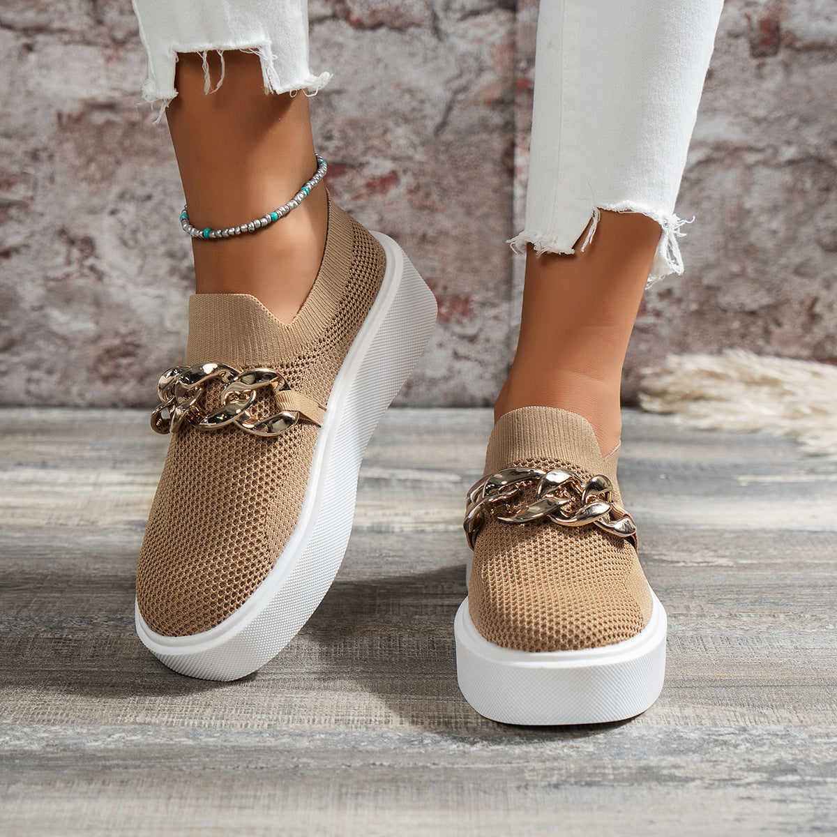Chaussures plates femme maille respirante