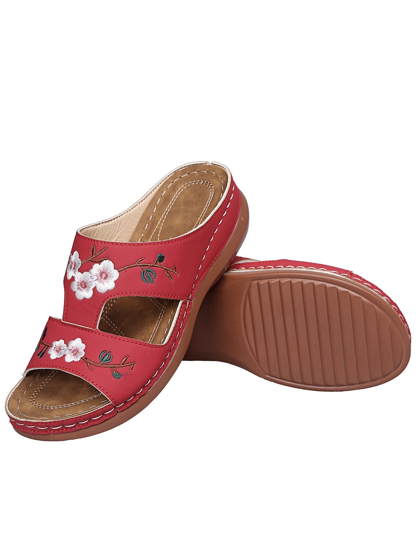 Sandales Fleur à Talon Compensé Grande Taille