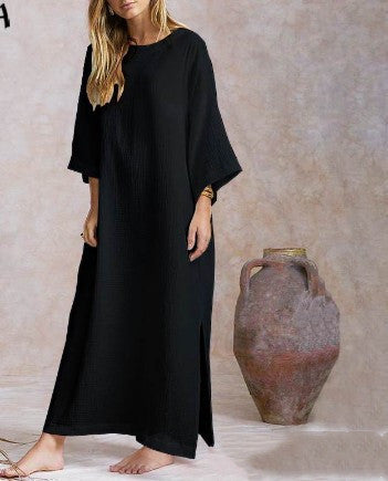 Robe Maxi Coton & Lin – Élégance Décontractée