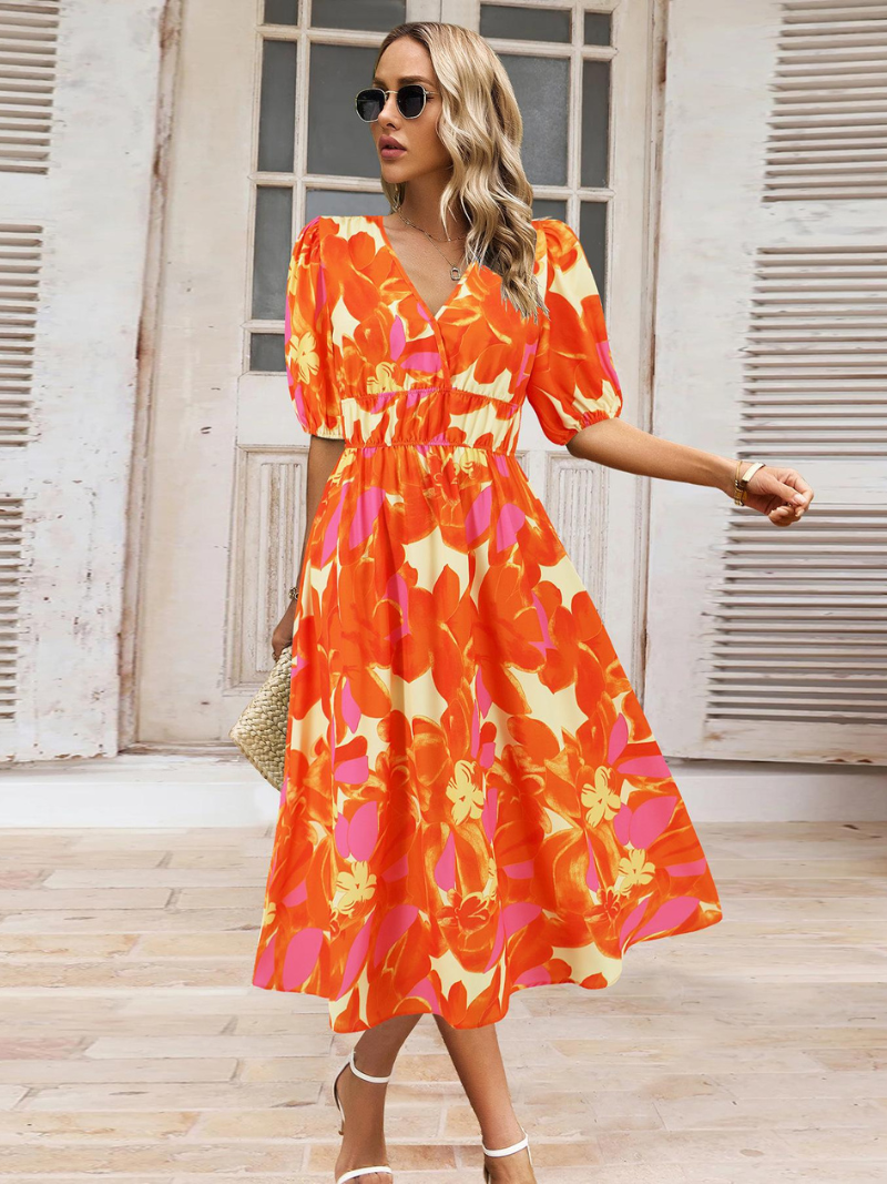 Emma Robe Bohème d'Été Col V Femme