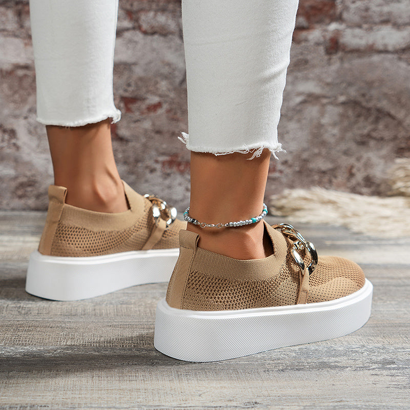 Chaussures plates femme maille respirante