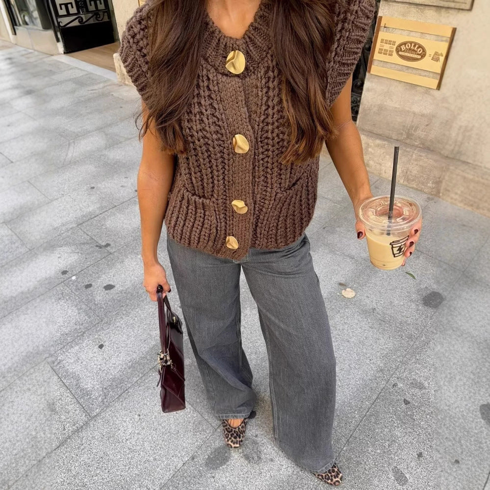 Gilet Tricot Épais Sans Manches