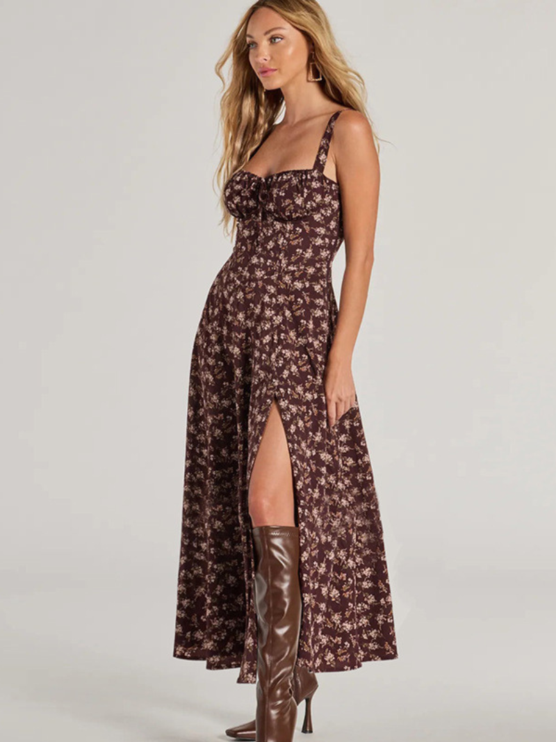 Robe Dos Nu Fendue Fleurie