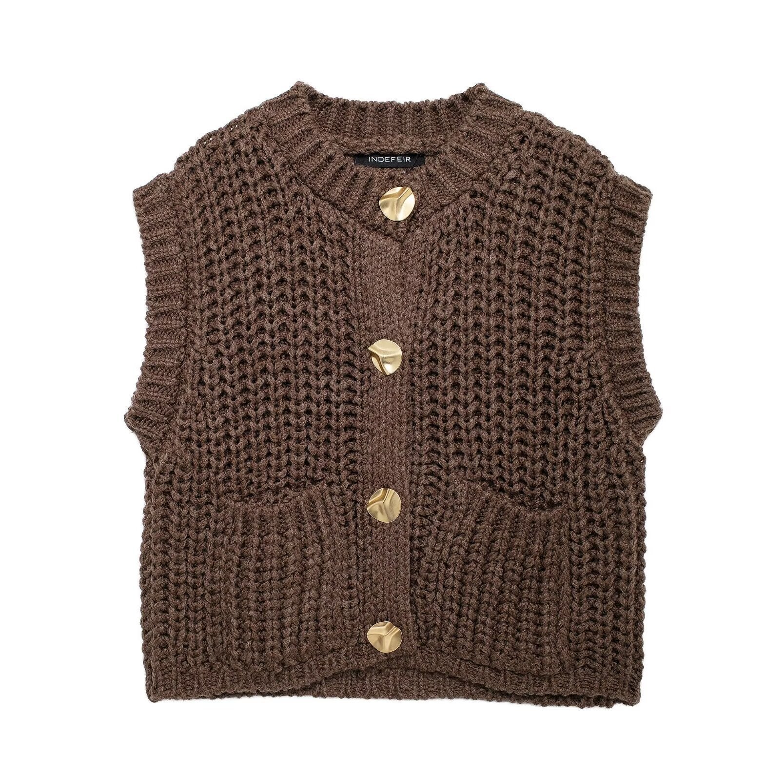 Gilet Tricot Épais Sans Manches