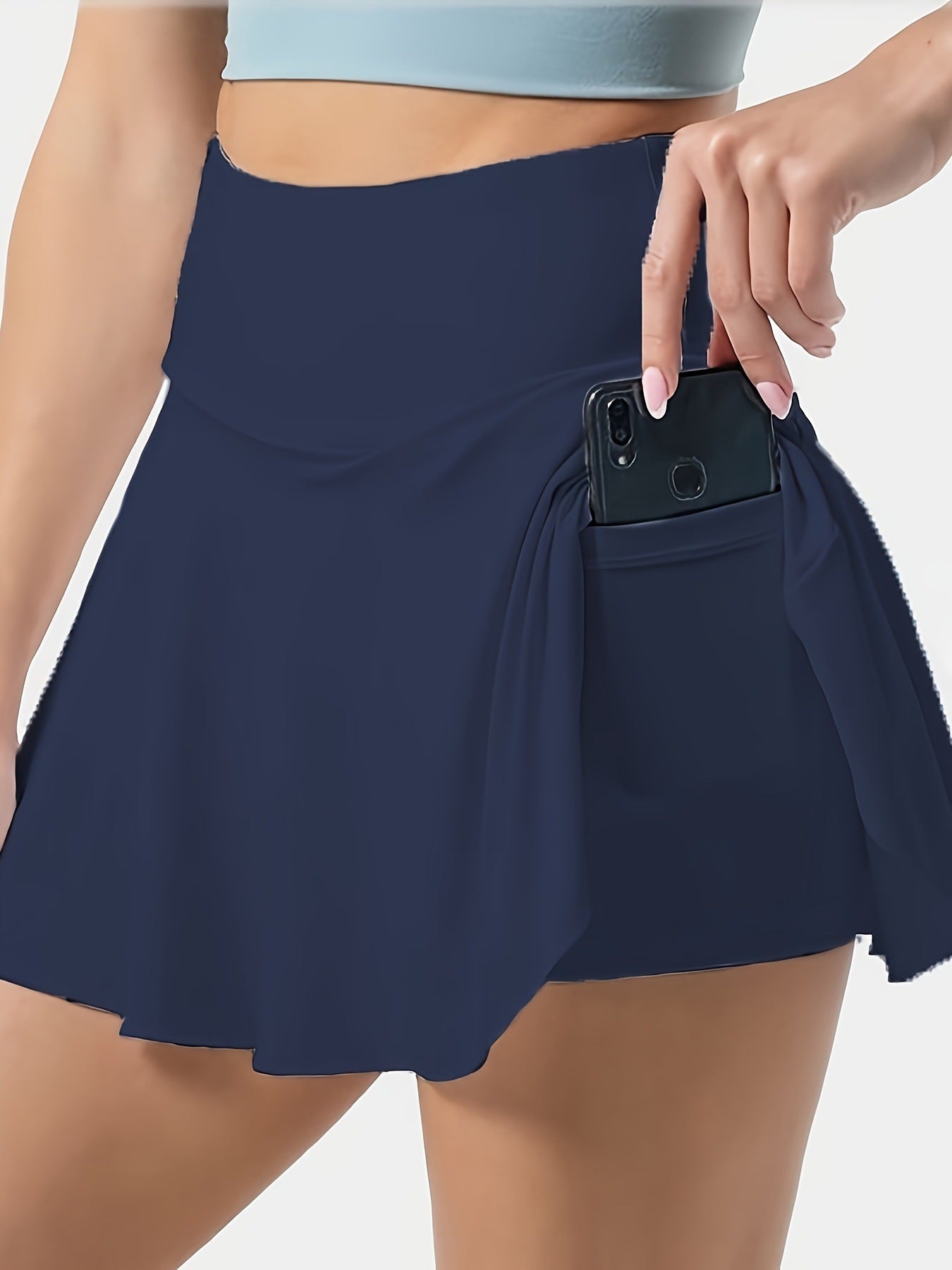 Jupe-Short Sportive Taille Haute Bleu Foncé