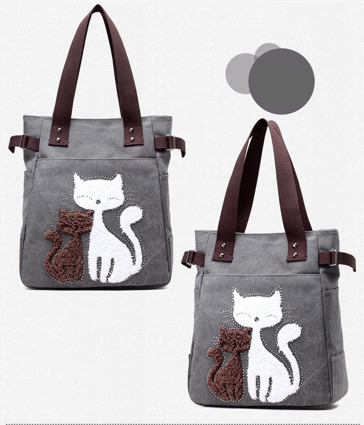 Sac en Toile avec Chat Mignon Appliqué