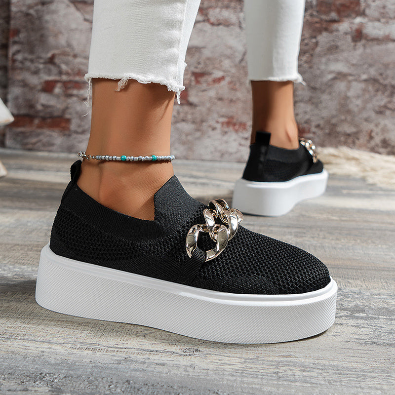 Chaussures plates femme maille respirante