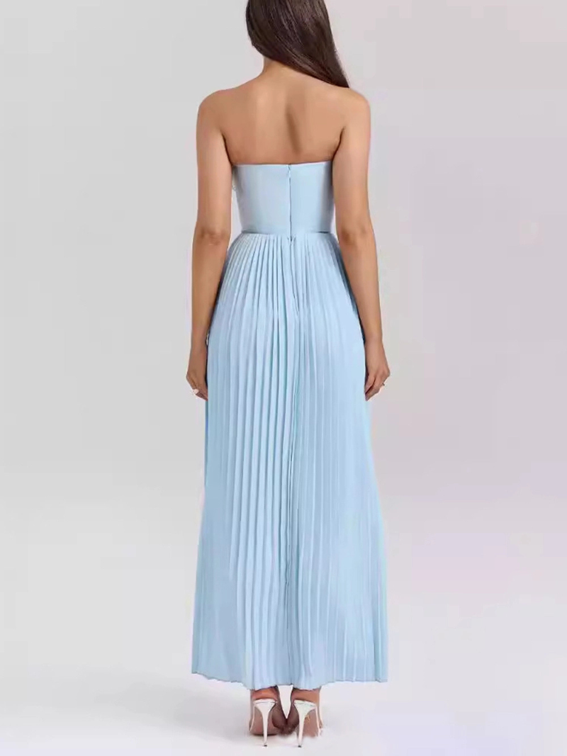 Robe Mode Élégante Sans Manches à Plis et Col V