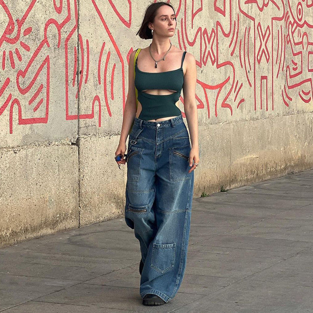 Jean Cargo Zippé Femme