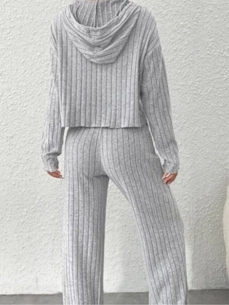 Best Ensemble Tricoté Casual Printemps-automne – Sweat à Capuche et Pantalon