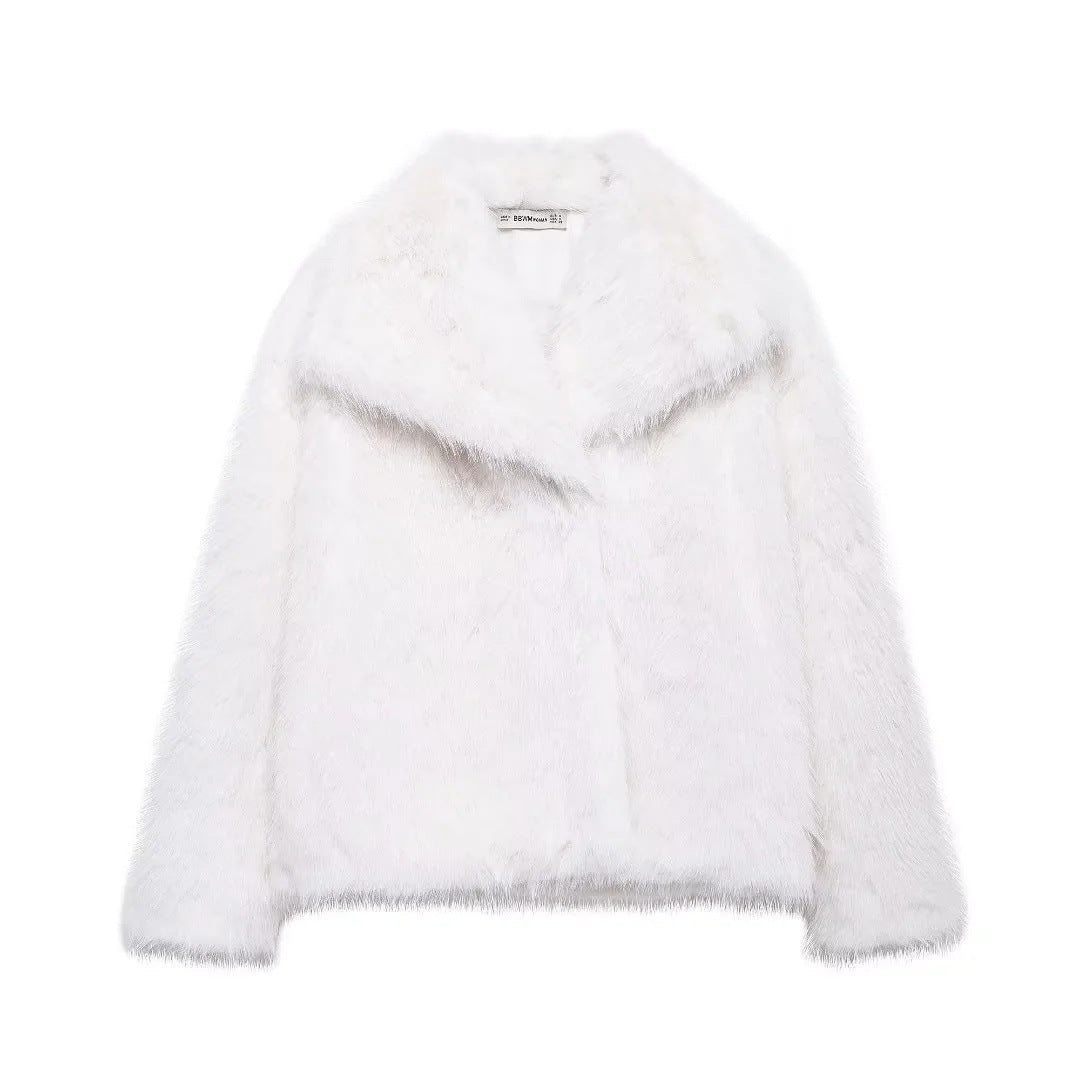 Veste duveteuse en fausse fourrure pour femme Blanc