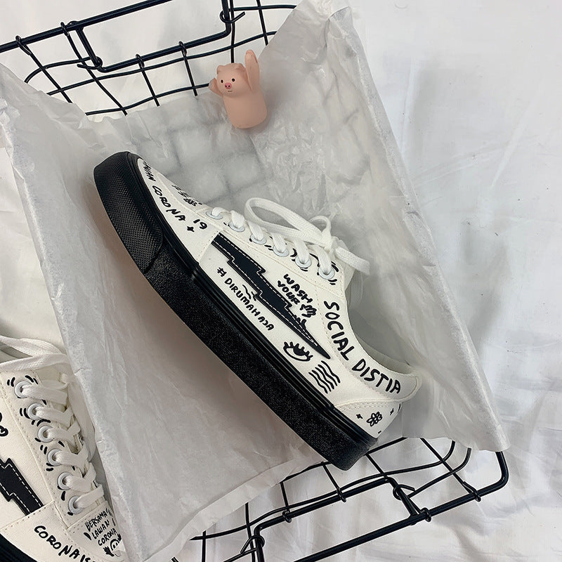 Chaussures Blanches en Toile Style Japonais pour Femmes