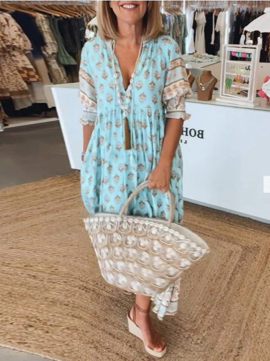 Robe Bohème à Manches Lanternes et Volants