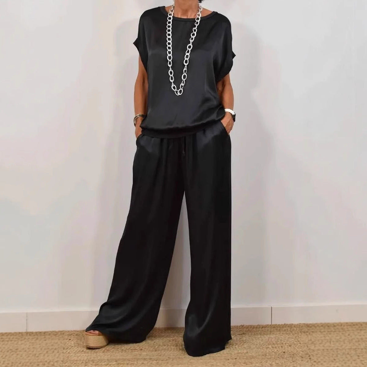 Ensemble Décontracté Élégant Chemise & Pantalon Large