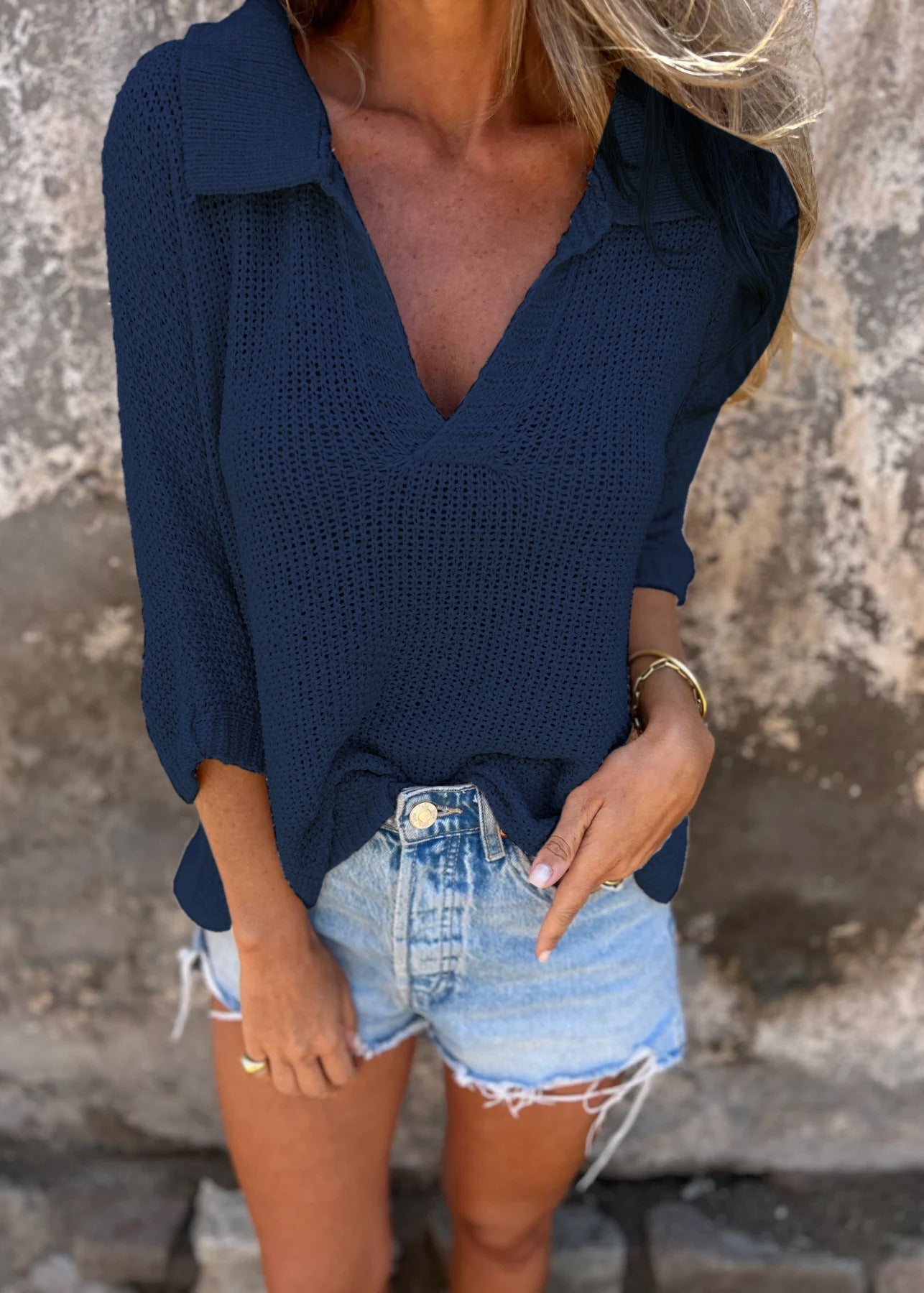 Pull Femme Col Châle Coton Stretch