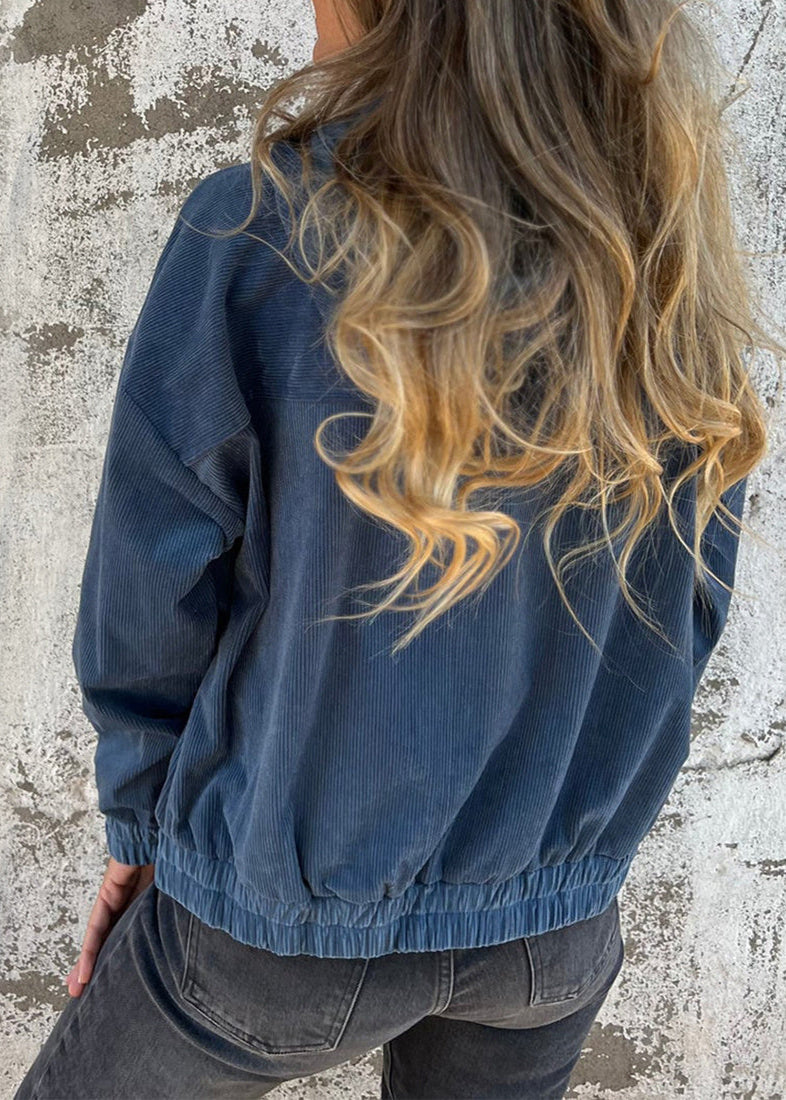 Veste Velours Zippée à Capuche