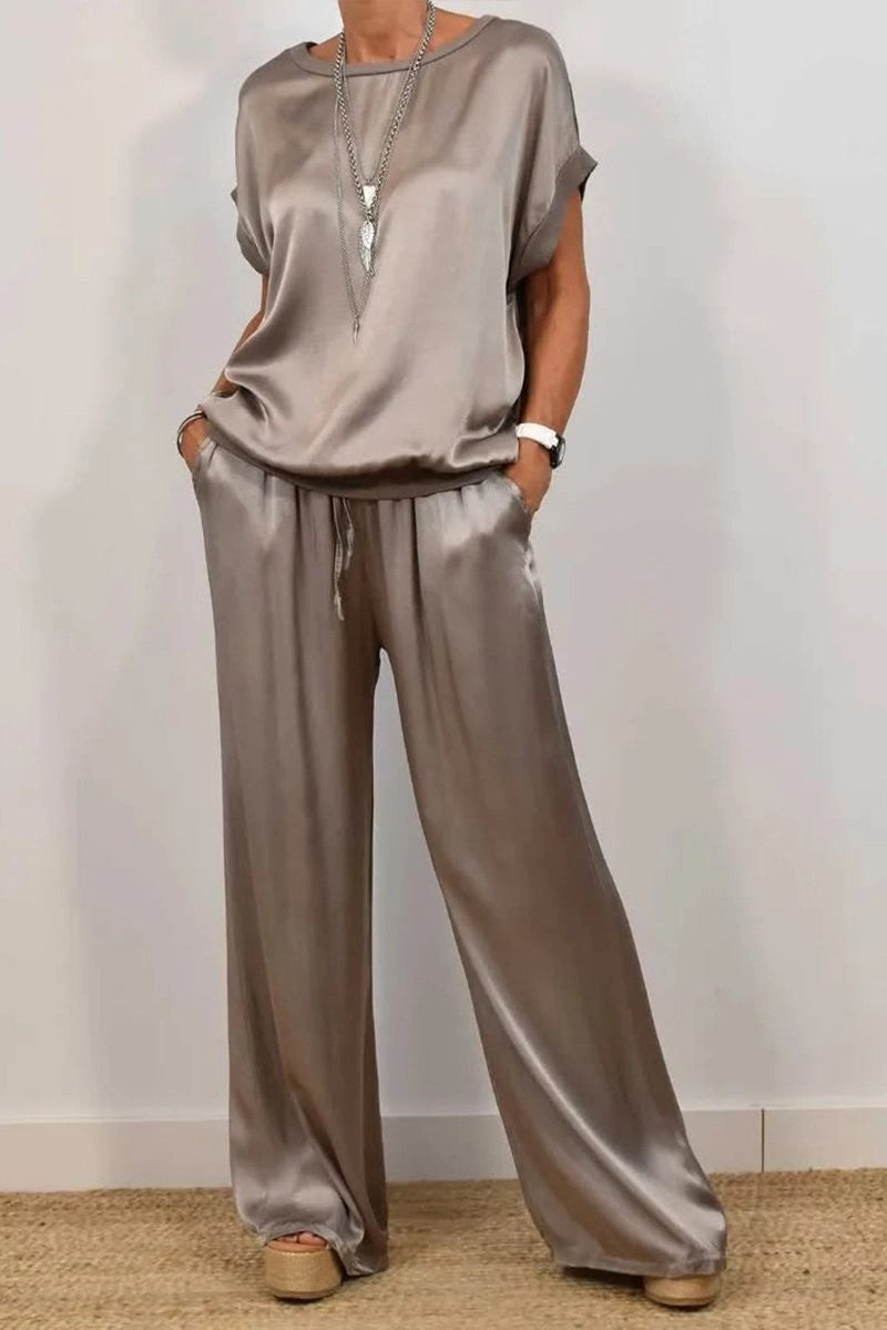 Ensemble Décontracté Élégant Chemise & Pantalon Large
