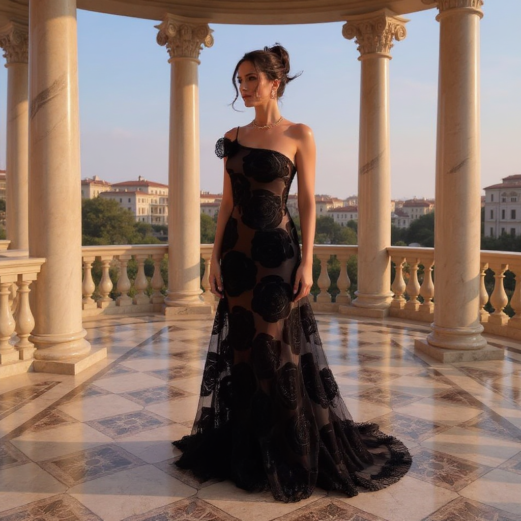 Robe a Florale Sculptée