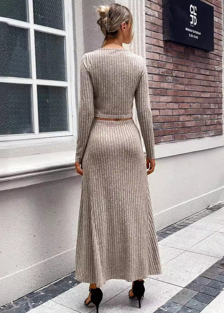 Ensemble tricot femme manches longues ajusté