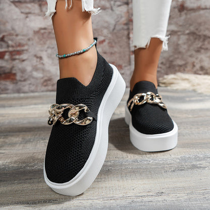 Chaussures plates femme maille respirante