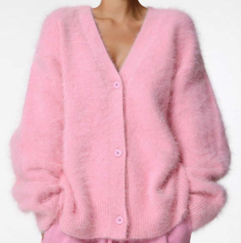 Cardigan couture en cachemire Rose