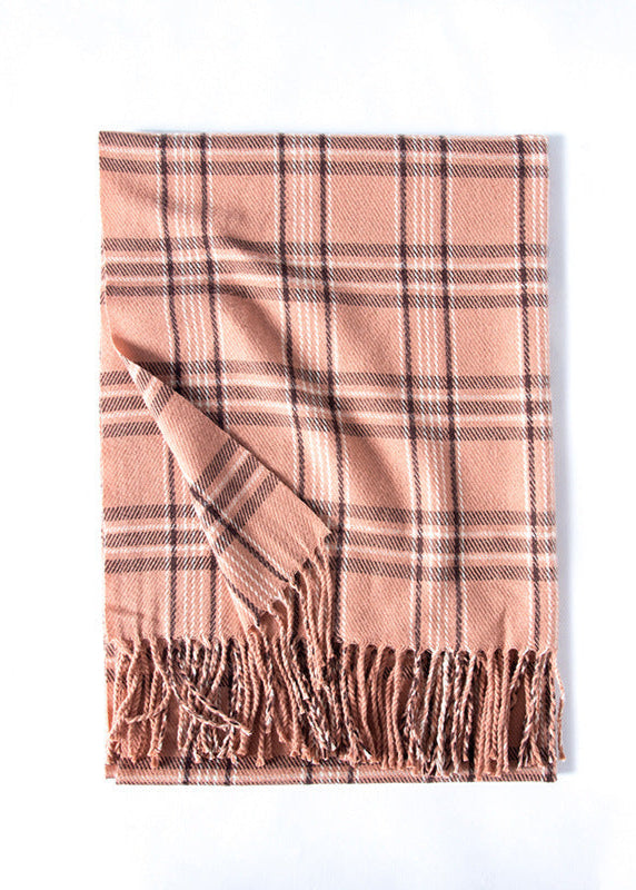 Écharpe imprimée douce à carreaux Rose