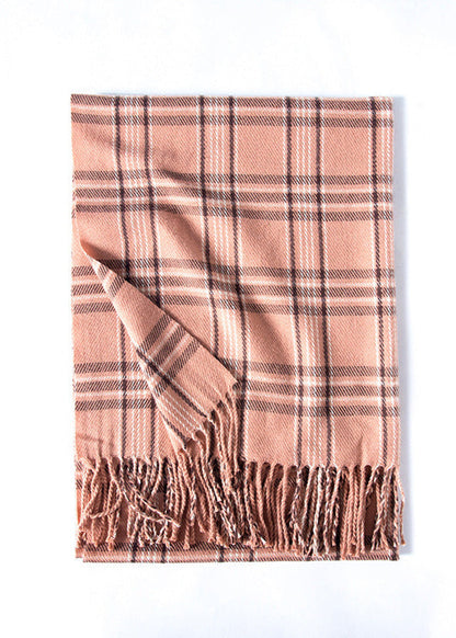 Écharpe imprimée douce à carreaux Rose