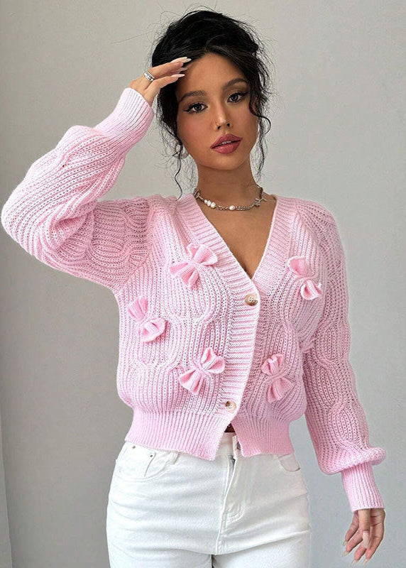 Chic Cardigan Court Nœud Papillon Femme