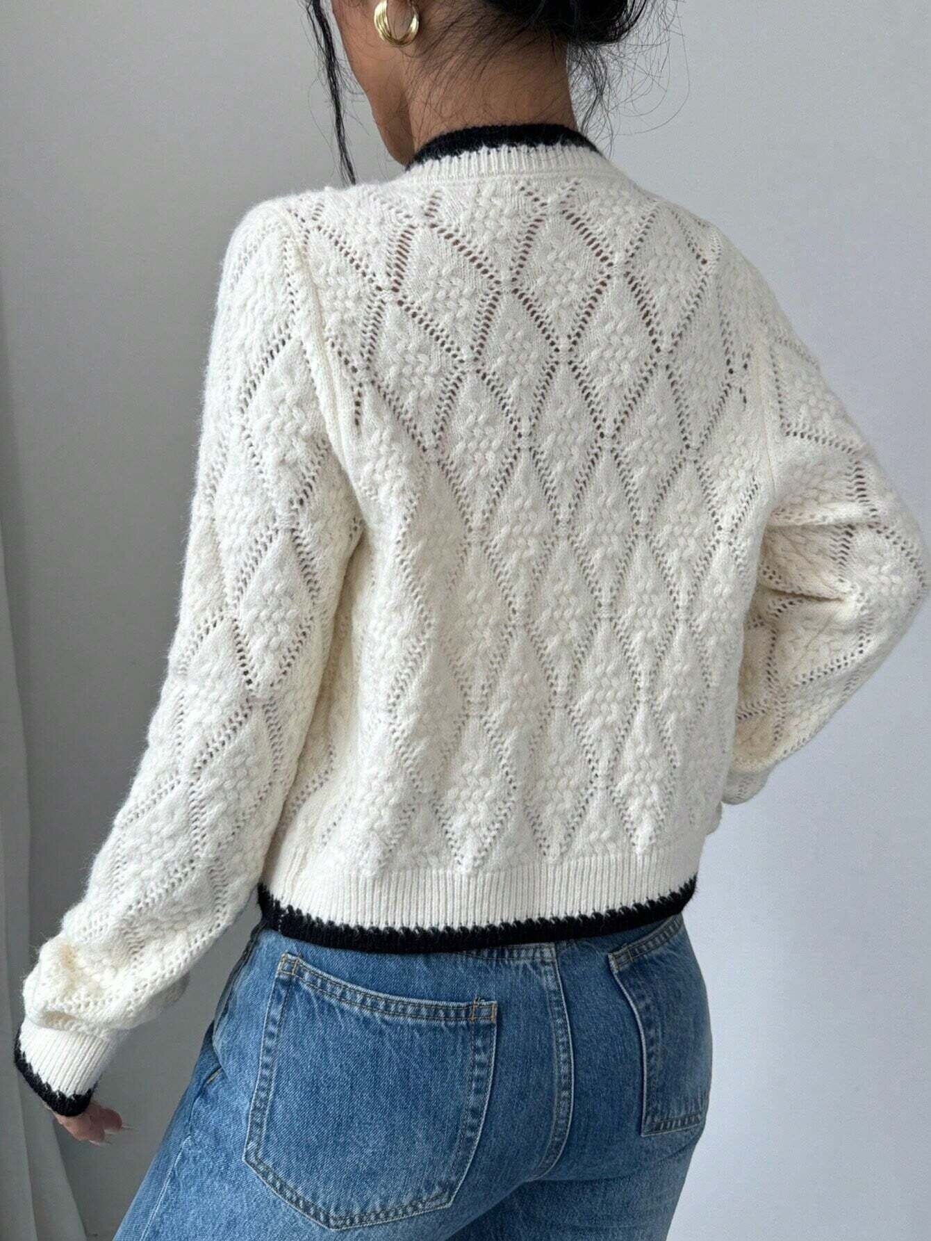 Veste Tricotée Décontractée à Nœud Élégant