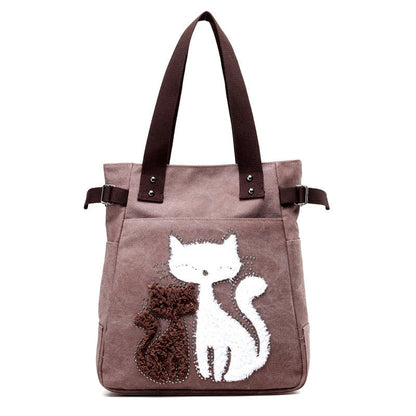 Sac en Toile avec Chat Mignon Appliqué