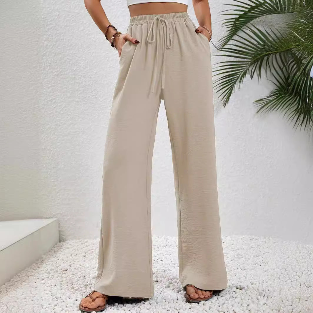 Pantalon Large Décontracté avec Cordon et Poches