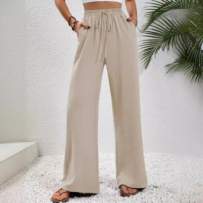 Pantalon Large Décontracté avec Cordon et Poches