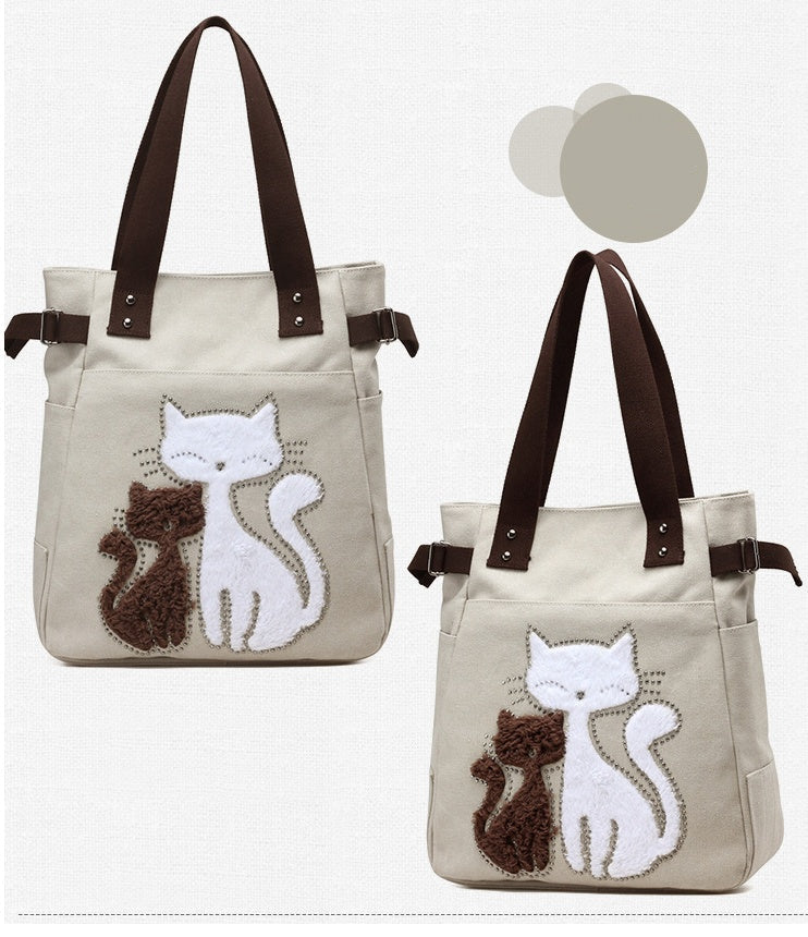 Sac en Toile avec Chat Mignon Appliqué