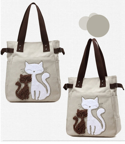 Sac en Toile avec Chat Mignon Appliqué