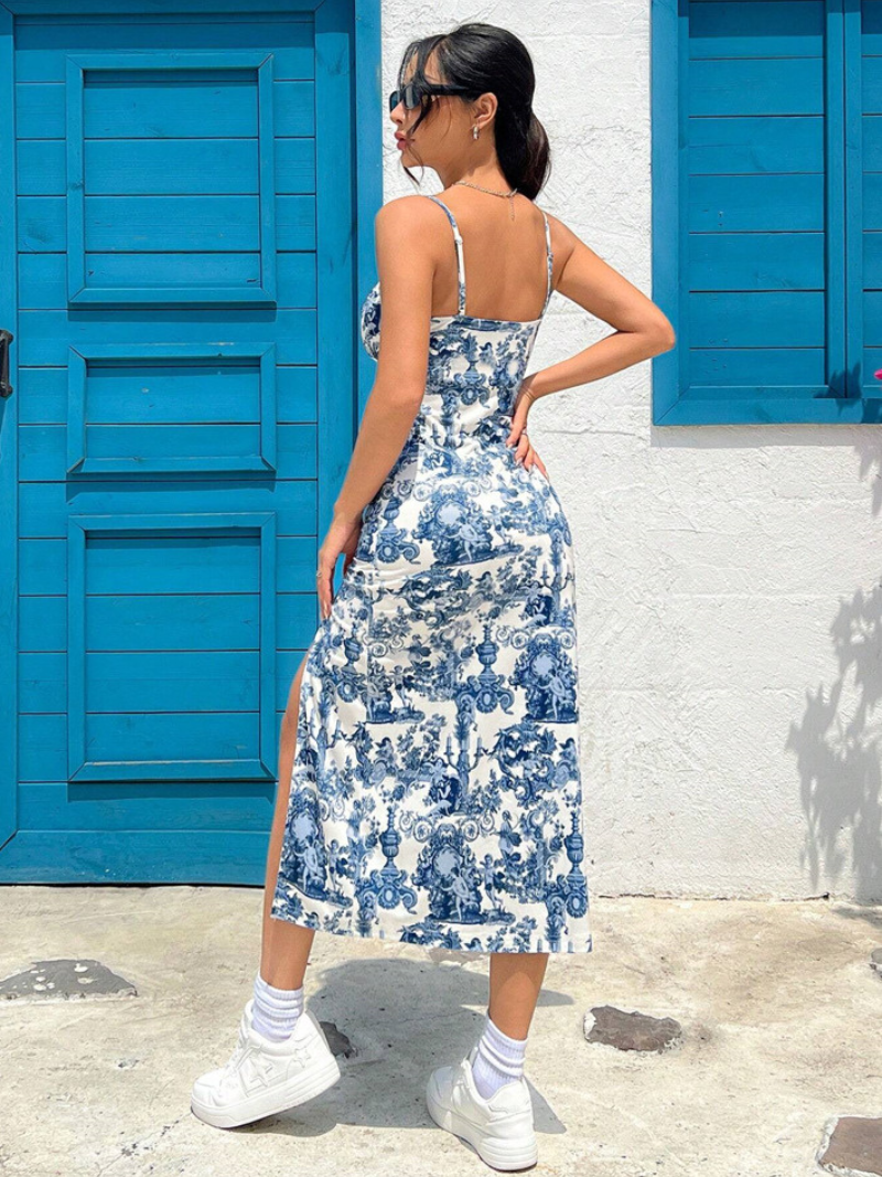 Robe Imprimée à Longue Droite
