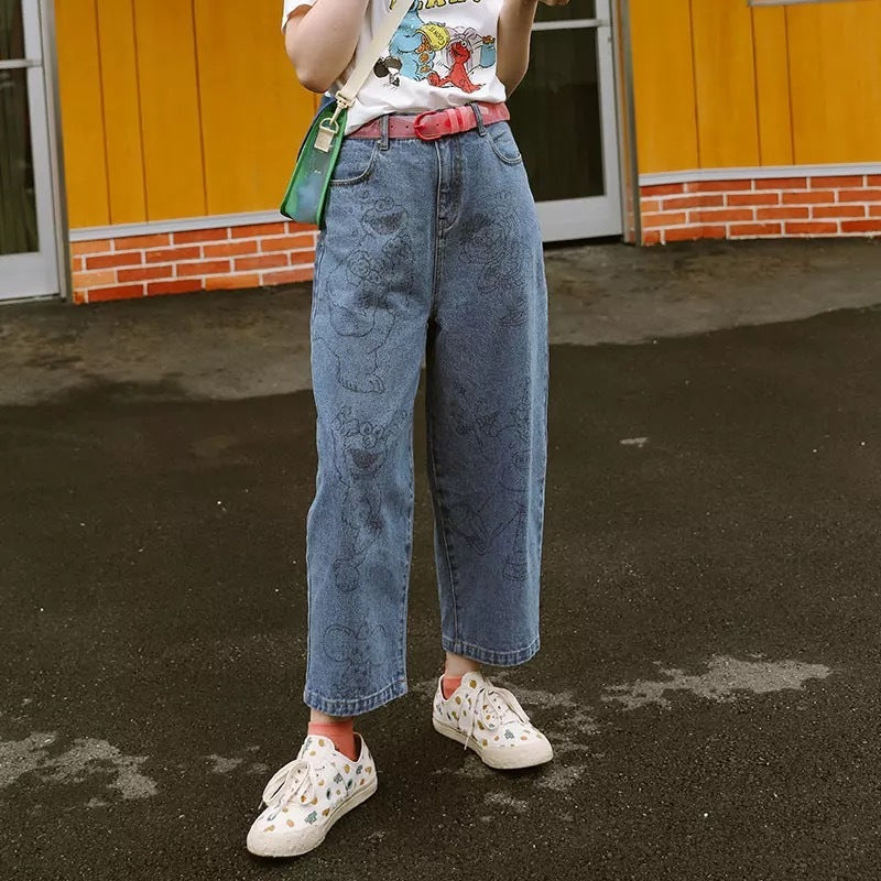 Léonie – Jean Large à Motif Ourson Zippé