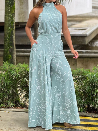 Robe Combinaison Sans Manches à Ceinture Élégante
