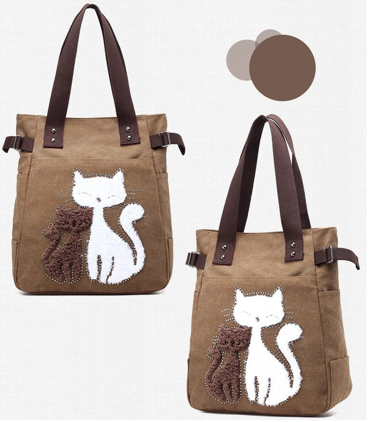 Sac en Toile avec Chat Mignon Appliqué