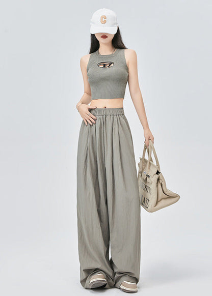 Pantalon large estival gris en Tencel