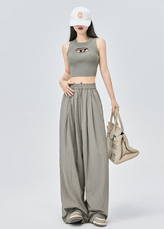 Pantalon large estival gris en Tencel