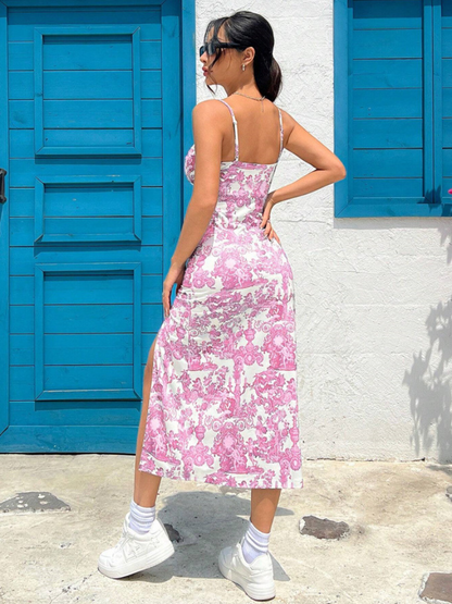 Robe Imprimée à Longue Droite
