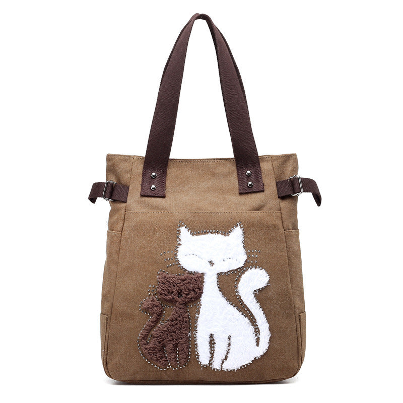 Sac en Toile avec Chat Mignon Appliqué