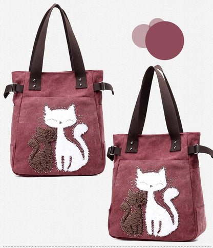 Sac en Toile avec Chat Mignon Appliqué