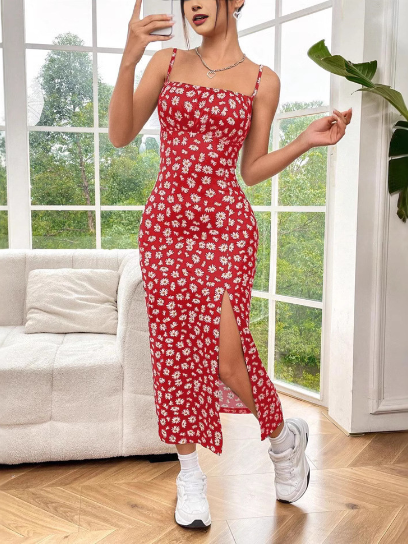Robe Imprimée à Longue Droite