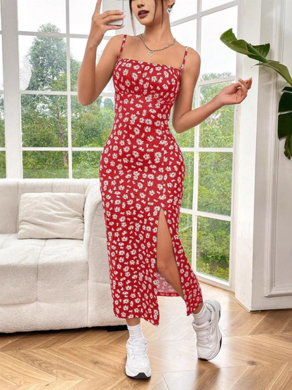 Robe Imprimée à Longue Droite