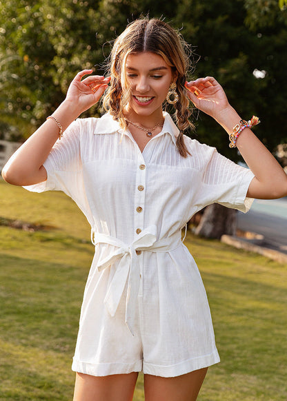 Combinaison en coton à col chemise