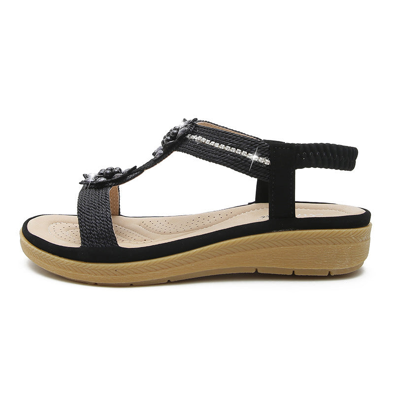 Sandales Bohème à Fleurs et Strass