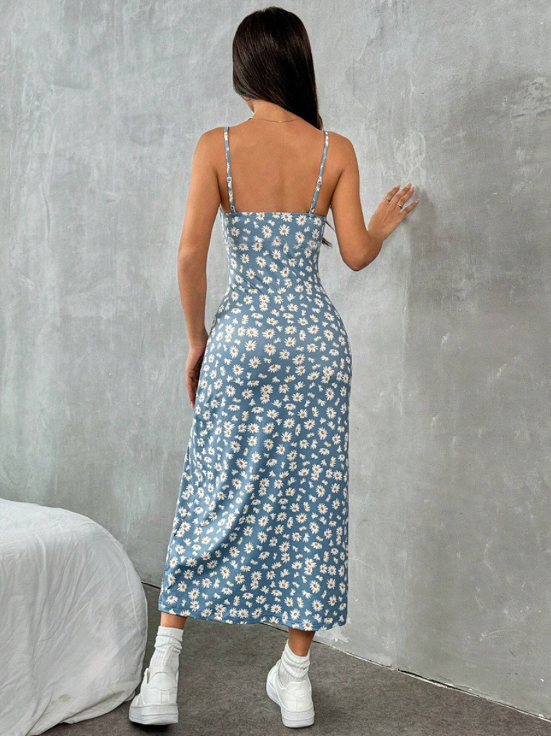 Robe Imprimée à Longue Droite