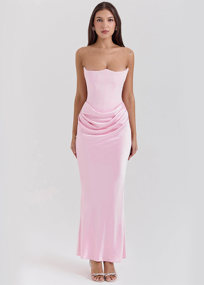 Robe longue bustier sexy élégante soirée Pink